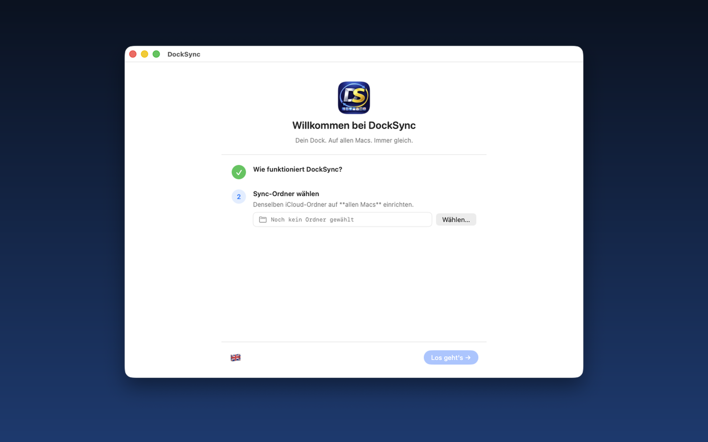 DockSync Onboarding — Schritt 2